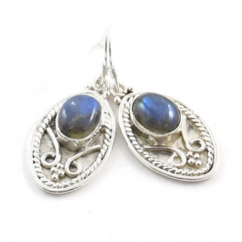 Pure silver blue fire labradorite earrings